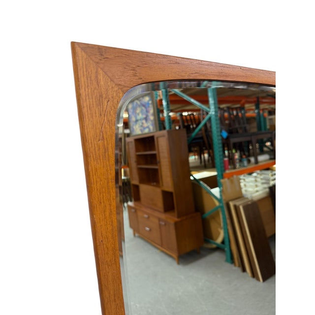 Mid-Century Danish Modern Clark Eaton Teak Bevelled Wall Mirror For Sale - Image 4 of 8