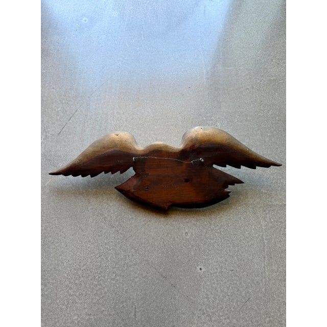 1950s Folk Art Mid-Century Artistic Carving Co. Louisburg Wood Eagle Plaque Bellamy Style Americana Wall Sculpture For Sale - Image 15 of 16