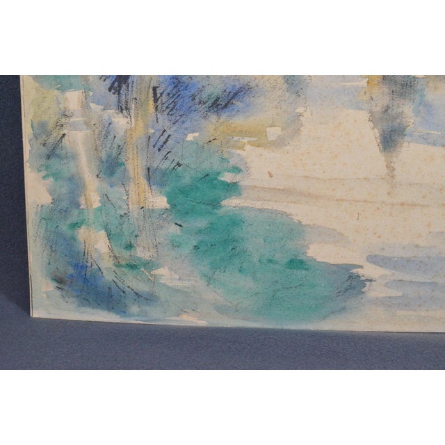 1920s 1929 Ogui European Modernist Village Landscape Watercolor & Gouache For Sale - Image 5 of 10