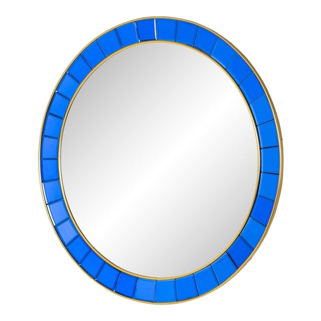 1960s Round Cristal Arte Modernist Wall Mirror For Sale