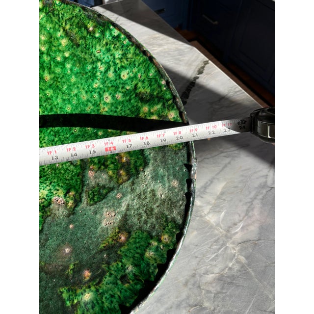 Ceramic Large French Late 19th Century Castelnaudary Green Terra Cotta Plateau Bowl For Sale - Image 7 of 9