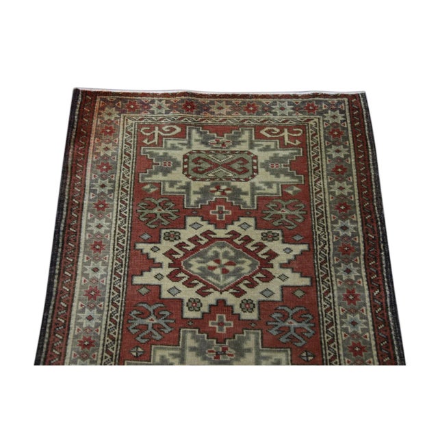 1960s Red & Green Vintage Turkish Runner 2'8" X 11'3" For Sale - Image 4 of 6