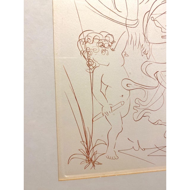 1970s 1970s Salvador Dali (1904-1989) "Autumn" Framed Etching Art Print Surrealism Cherubs For Sale - Image 5 of 7