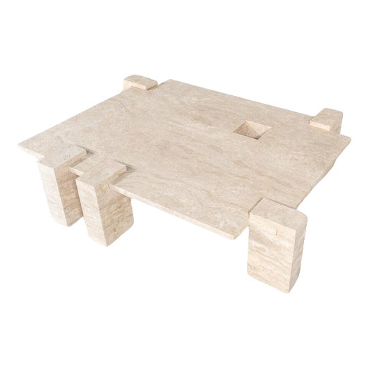 Travertine Coffee Table, Italy For Sale