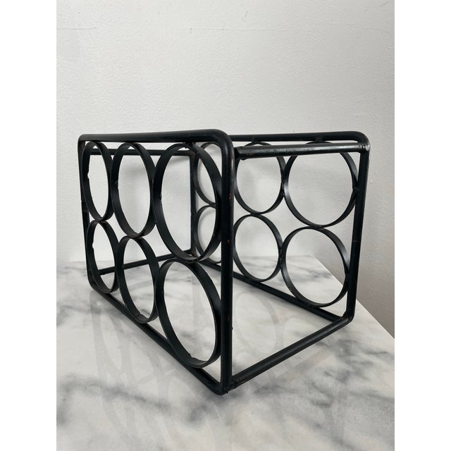 Mid-Century Modern Mid-Century Arthur Umanoff Style Wrought Iron Wine Rack For Sale - Image 3 of 8