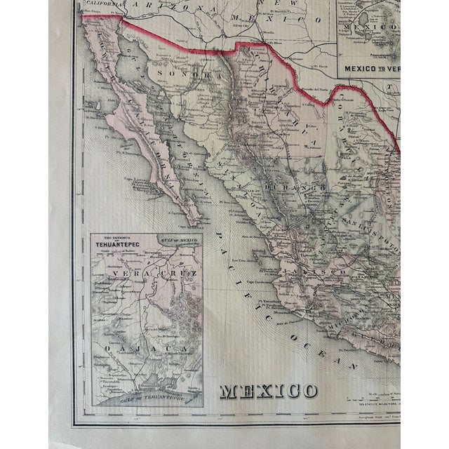 Mexico to Vera Cruz and Tehuantepec, Original Map by Gray, 1884 For Sale - Image 4 of 5