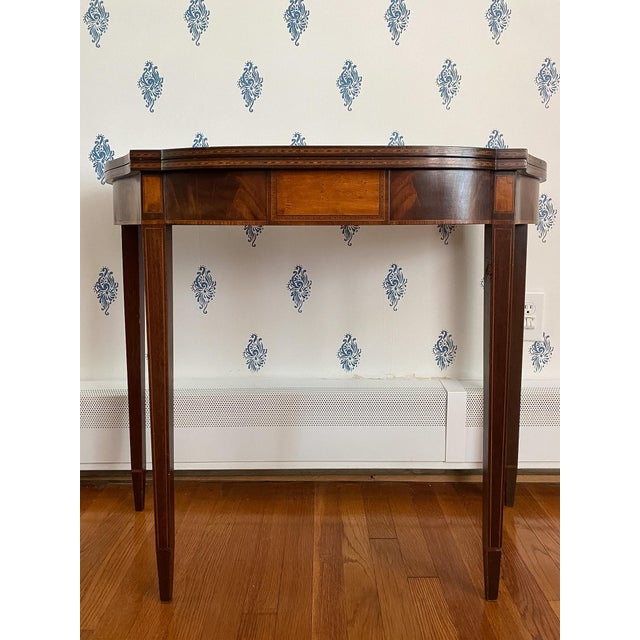 Antique Early 1900s American Neoclassical Revival Mahogany Game Table With Inlay For Sale - Image 18 of 18