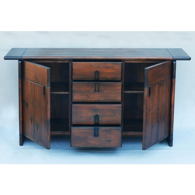 Vintage Brutalist Pine Sideboard by Silvio Coppola for Fratelli Montina, Italy, 1970s For Sale - Image 4 of 7