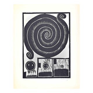 Pierre Alechinsky, Spiral I, Woodcut Print, 1970 For Sale