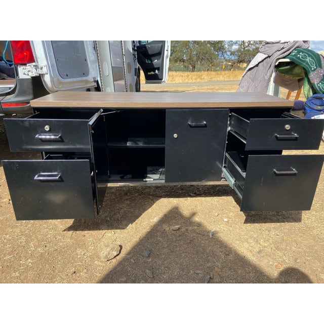 Steelcase vintage mid century modern metal credenza Sideboard with storage some surface scuffs and marks see pictures for...