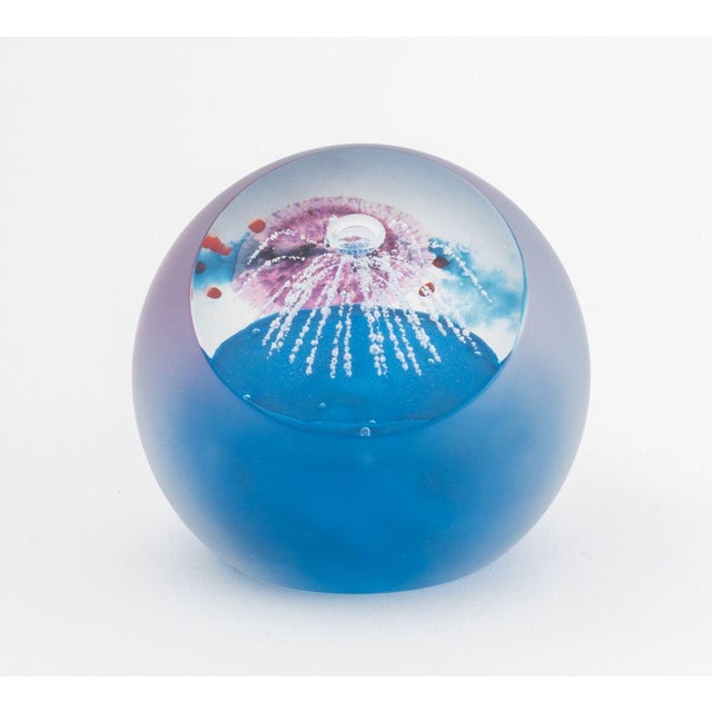 Collection of Six Encased Bubble Art Glass Paperweights, comprising: a Val St. Lambert paperweight with controlled bubbles...