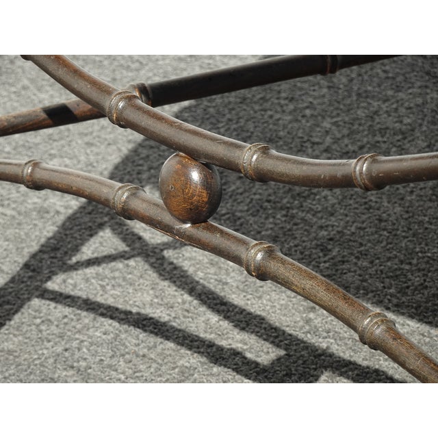 Vintage Polynesian Bamboo Cane Back Barrel Accent Chair W Cane Seat & Cushion For Sale - Image 13 of 17