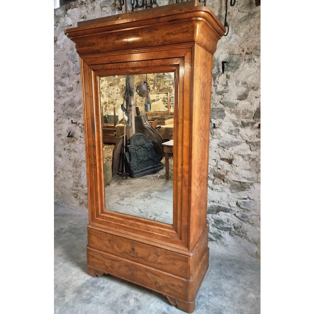 Antique French Louis Philippe Wardrobe in Elm and Oak, 1800s For Sale - Image 4 of 16