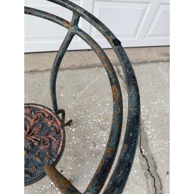 Vintage Glass Top Wrought Iron Bistro Table For Sale - Image 11 of 12