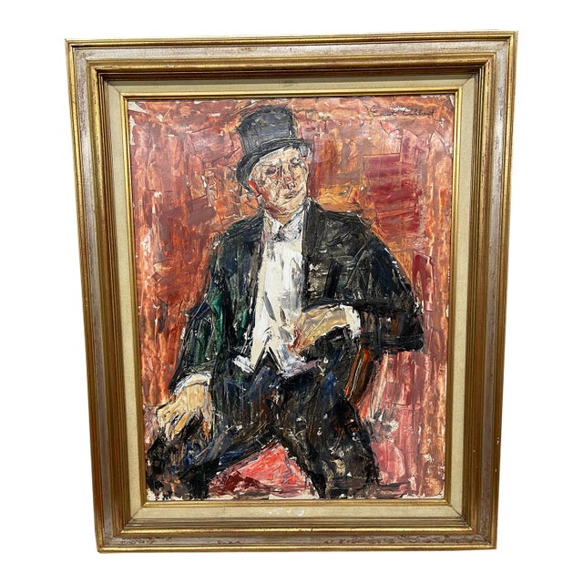 Mid 20th Century Ernest Albert Portrait of Seated Man in Tuxedo Titled "The Director" For Sale