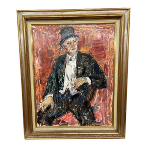 Mid 20th Century Ernest Albert Portrait of Seated Man in Tuxedo Titled "The Director"