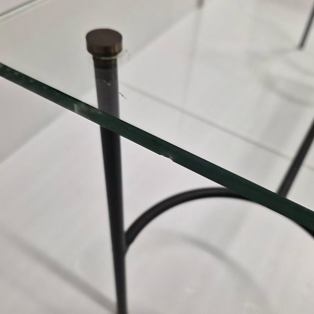 Metal Vintage Coffee Table in Black Lacquered Steel and Glass from Pierre Guariche, 1950s For Sale - Image 7 of 10
