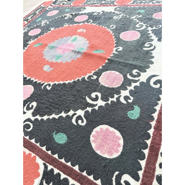 Textile Suzani Tablecloth - Neutral Gray Samarkand Embroidery For Sale - Image 7 of 8
