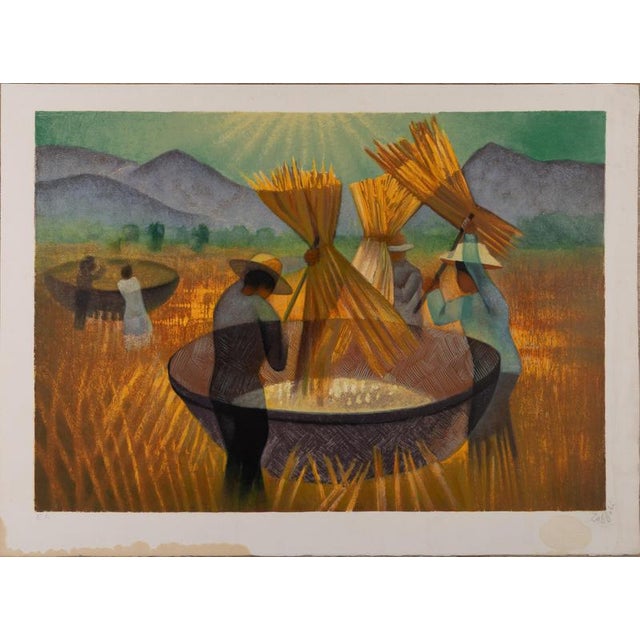 Louis Toffoli, Rice Pounders in Thailand, Lithograph For Sale - Image 5 of 5