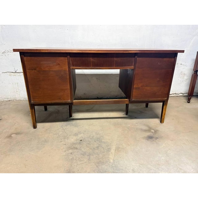 Mid Century Modern Walnut Writing Desk by Stanley Furniture For Sale - Image 10 of 18