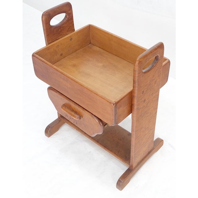 Unusual Solid Colonial Maple Gallery Top Side End Table One Drawer MINT For Sale - Image 12 of 16