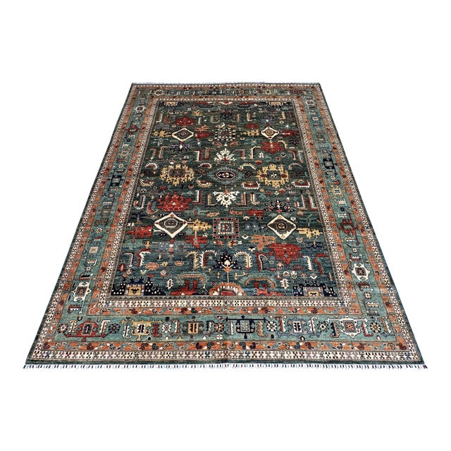 Hand-Knotted Afghan Kazak Chobi Wool Area Rug - 8'8" X 11'10" For Sale