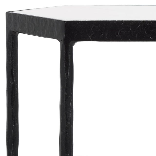 Spritely Home Galvin Marble Top Drink Table in Black with White Marble Top For Sale - Image 4 of 8