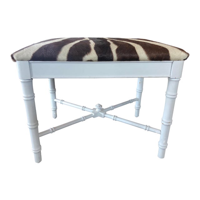 Zebra Hide Faux Bamboo Stool Chairish