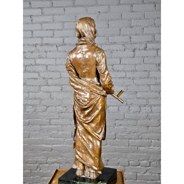 Carl Kauba "Chief Wolf Robe" Patinated Bronze Sculpture on Marble Base For Sale In Los Angeles - Image 6 of 13