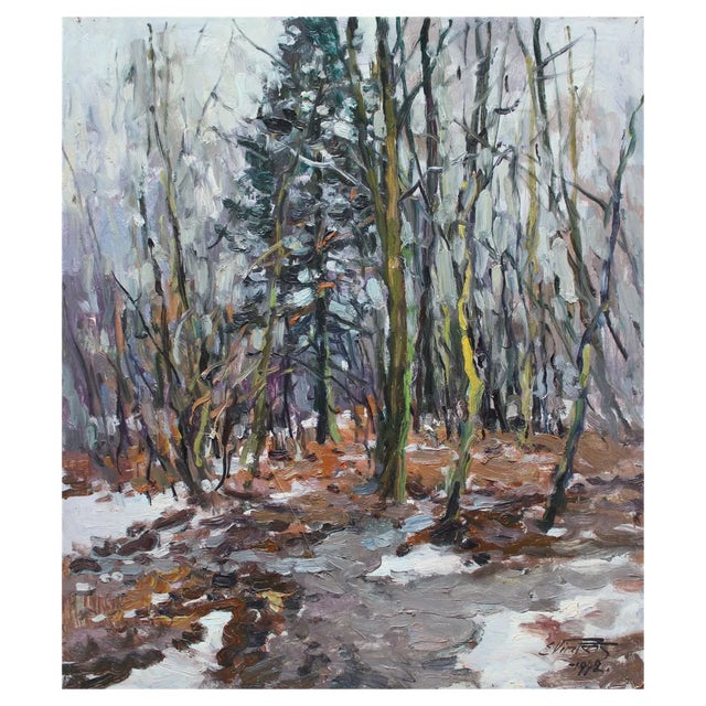 Edgars Vinters, An Early Spring, 1992, Oil on Cardboard For Sale