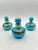 Turquoise Blue Opaline Bottles with Painted Golden Flowers Decoration, 1890s, Set of 3 For Sale - Image 11 of 11