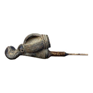 Rare African Ceremonial Pipe Featuring Terracotta Elephant - Bamum (Bamoun) People of Cameroon