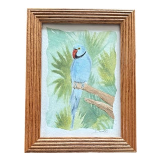 “Perched” Signed Original Framed Watercolor by Nancy Smith For Sale