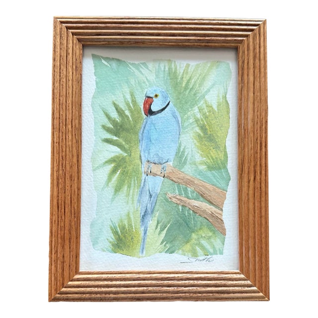 “Perched” Signed Original Framed Watercolor by Nancy Smith For Sale