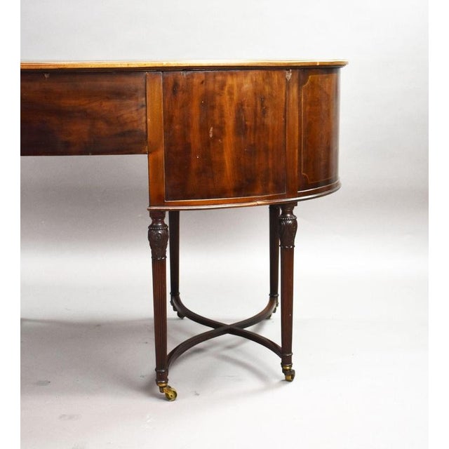 Edwardian Flame Mahogany Kidney-Shaped Writing Desk, 1900 For Sale - Image 11 of 13