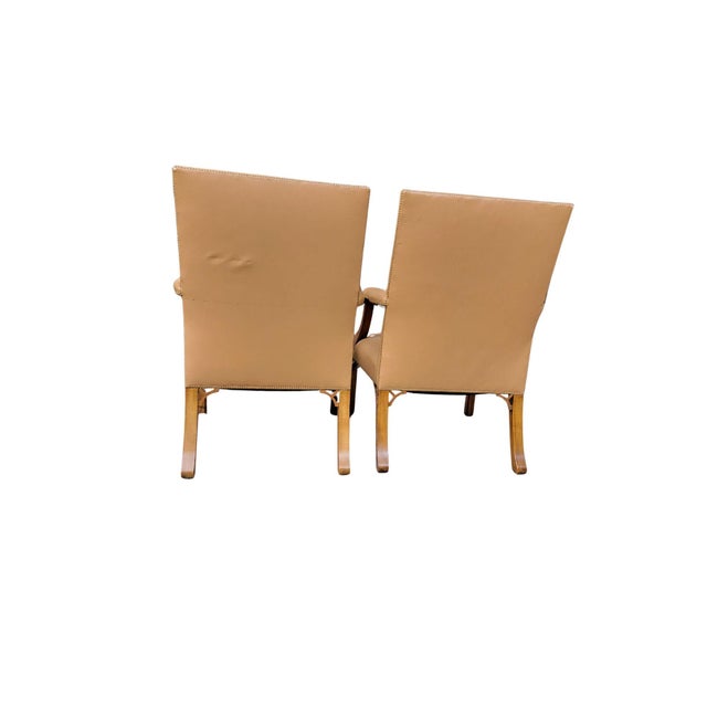 A Pair of Reproduction English Gainsborough or Library Chairs For Sale - Image 4 of 6
