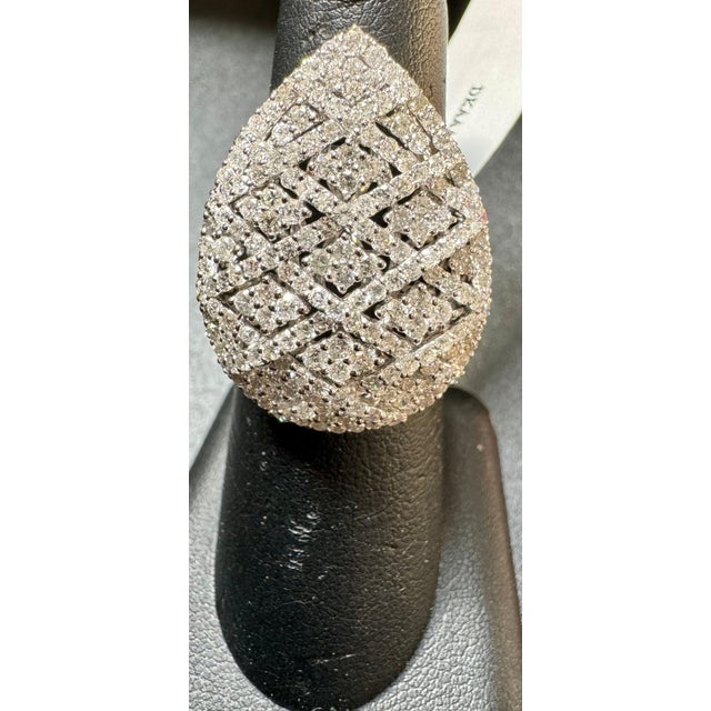 4.29 Ct Natural Brilliant Cut Diamond Cocktail Ring Pear Shape Size 6.75, 18KG For Sale - Image 4 of 18