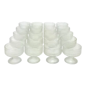 Mid-Century Modern Indiana Glass "Crystal Ice" Textured Dessert Bowls - Set of 20