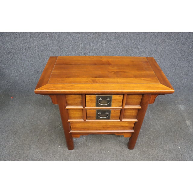 Brown Asian Cherry Side Table For Sale - Image 8 of 12