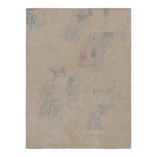 Rug & Kilim’s Modern Abstract Rug, Ivory White With Subtle Pattern in Light Blue For Sale