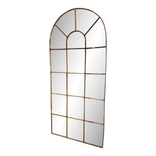 French Architectural Salvage Iron Window Frame Mirror, Circa 1890 For Sale
