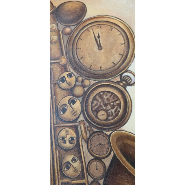 Contemporary Music and Memory – Original Large Surrealist Ethio-Jazz Canvas Painting by Tsegalidet Tefera For Sale - Image 3 of 10