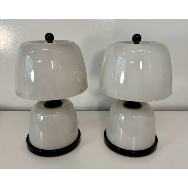 Sculptural Murano Milk White Glass Table Lamps, 2000s, Set of 2 For Sale - Image 9 of 14
