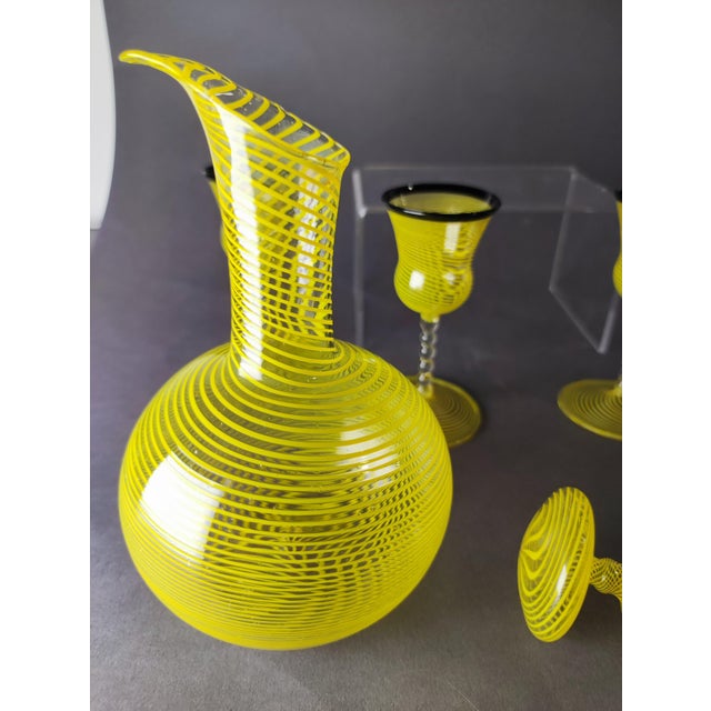 Vintage Art Deco Liqueur Glasses and Carafe from Lauscha, 1920s, Set of 5 For Sale - Image 6 of 12