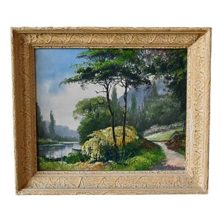 Marceau, Landscape Composition, 1950s, Oil Painting on Canvas, Framed For Sale