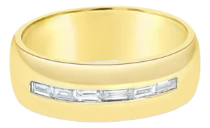 Mens Baguette Diamond Wedding Band .50cttw 14k Yellow Gold, Size 6
