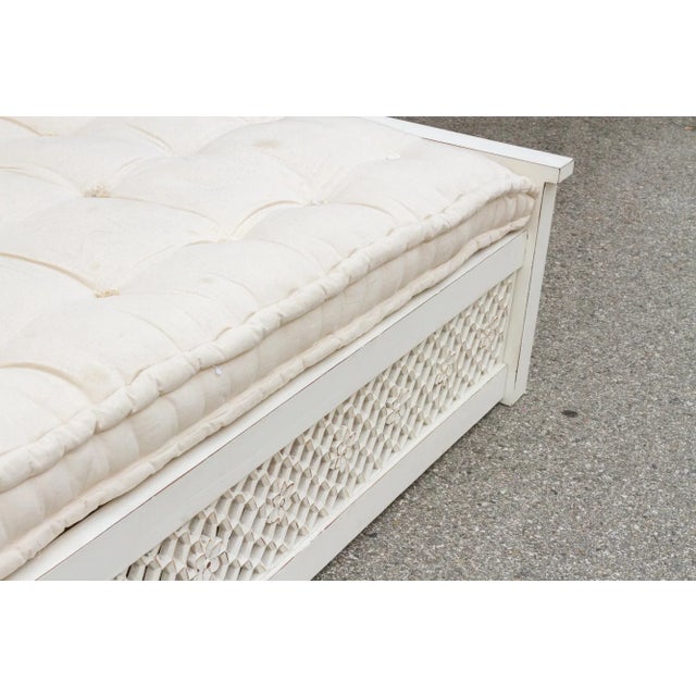 Wood 1990s Vintage White Floral Jali Daybed For Sale - Image 7 of 11