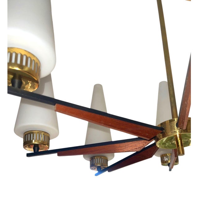 1950s Uplight Chandelier Designed by Stilnovo. Italy For Sale In Los Angeles - Image 6 of 7