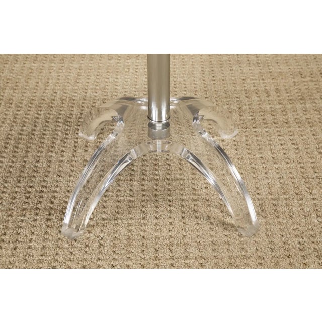 1970s Charles Hollis Jones Lucite and Chromed Steel Vanity Swivel Stool, C 1970s For Sale - Image 5 of 14