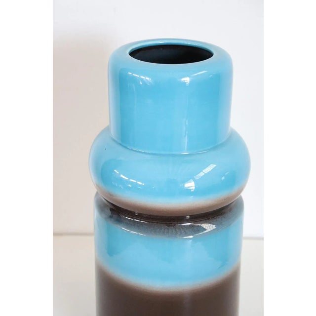 Artistic Vase in Blue and Brown Ceramic, 1970s For Sale - Image 6 of 7